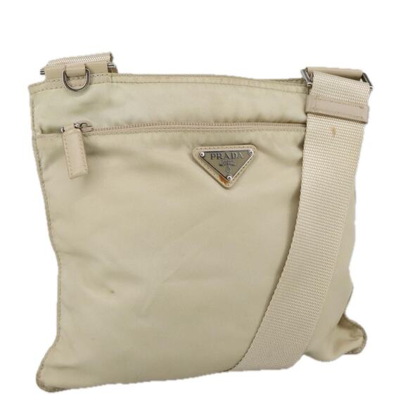 PRADA Shoulder Bag Nylon Beige Silver - Picture 1 of 16